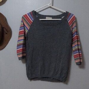 Grey Knit Colorful Wool Sweater